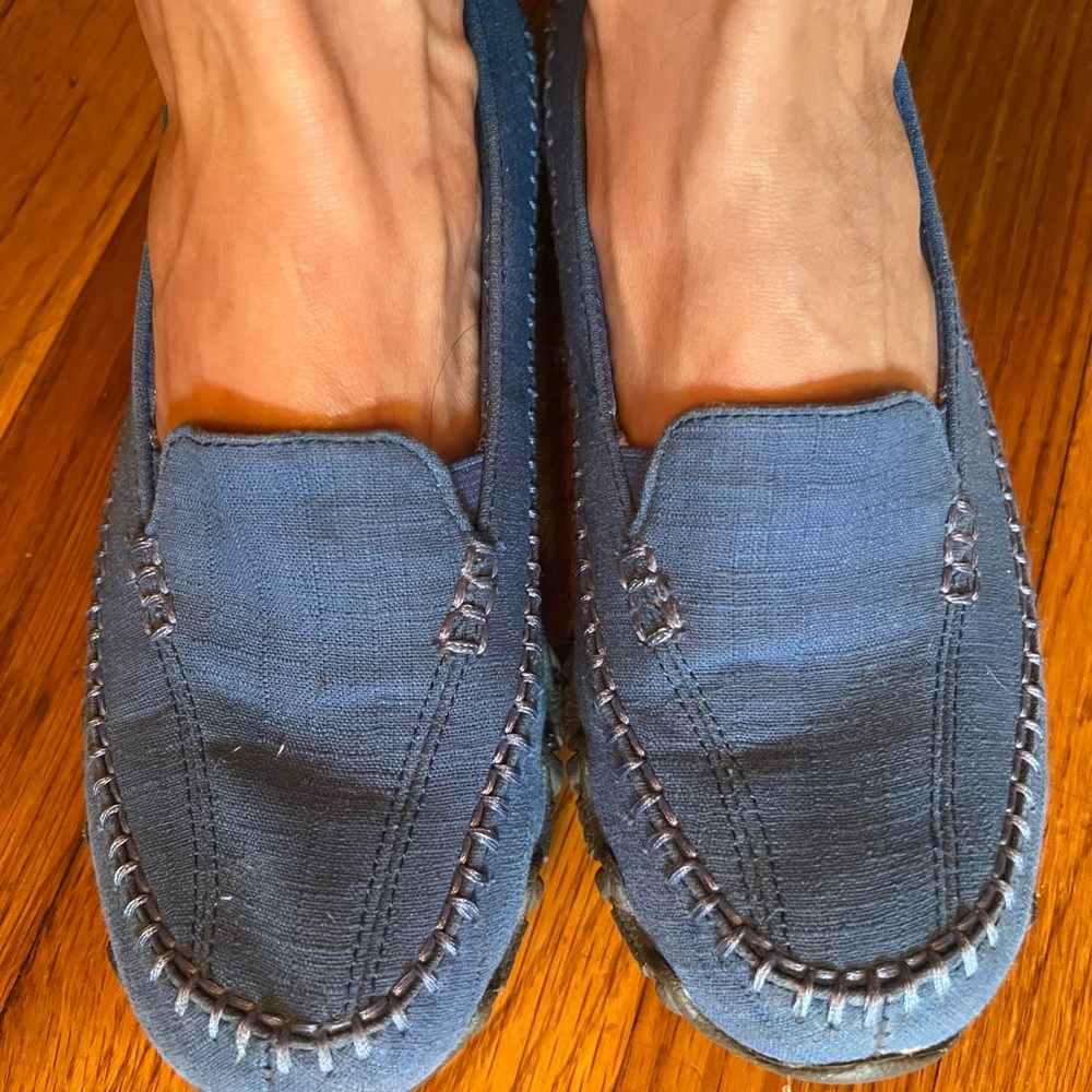 Sketchers Blue Slip-On memory foam Loafers with Whipstitch Detail